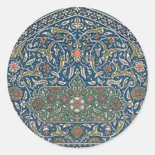 Vintage Decorative Arabesque Floral Pattern Classic Round Sticker
