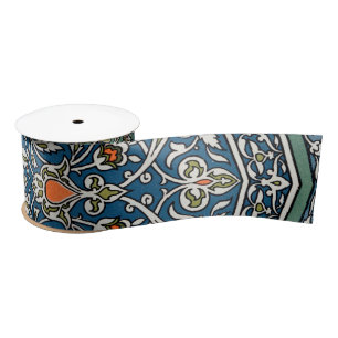 Vintage Decorative Arabesque Floral Pattern Satin Ribbon