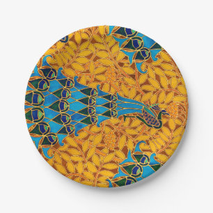 Vintage Decorative Art Nouveau Peacocks and Tree Paper Plate