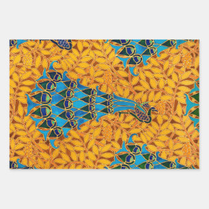 Vintage Decorative Art Nouveau Peacocks and Tree Wrapping Paper Sheet