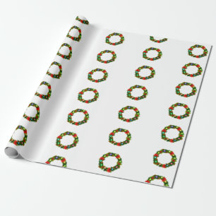Vintage Decorative Christmas Wreath Wrapping Paper