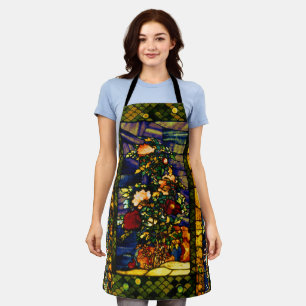 Vintage Decorative Floral Stained Glass Apron