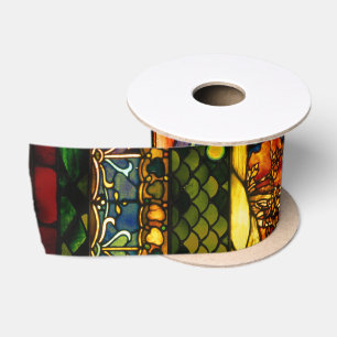 Vintage Decorative Floral Stained Glass Satin Ribbon