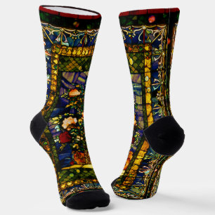 Vintage Decorative Floral Stained Glass Socks