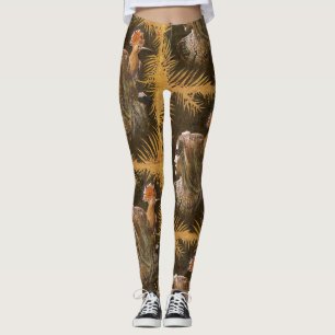 Vintage Decorative Girl and Bird Portrait Leggings