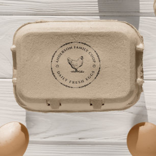 Vintage Decorative Hand-drawn Chicken Egg Carton   Rubber Stamp