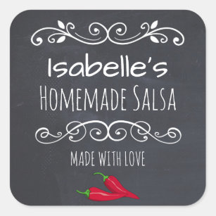 Vintage Decorative made with Love Hot Pepper Salsa Square Sticker
