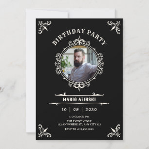 Vintage decorative ornate photo invitation