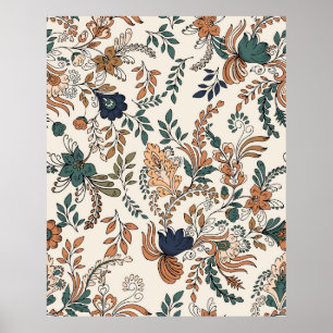 Vintage decorative paisley seamless pattern small  poster