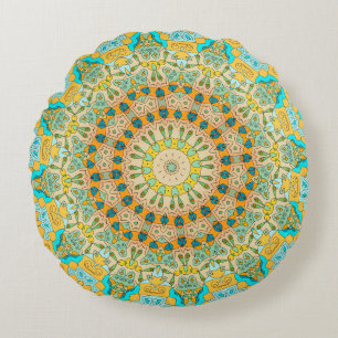 Vintage decorative pattern. Islam, Arabic, Indian, Round Cushion