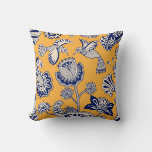 Vintage decorative seamless pattern with birds, pa cushion