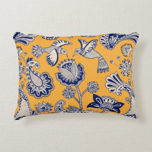 Vintage decorative seamless pattern with birds, pa cushion
