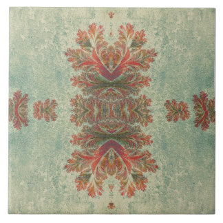 Vintage Decorative Tile Duo:Green and Reddish-Brow