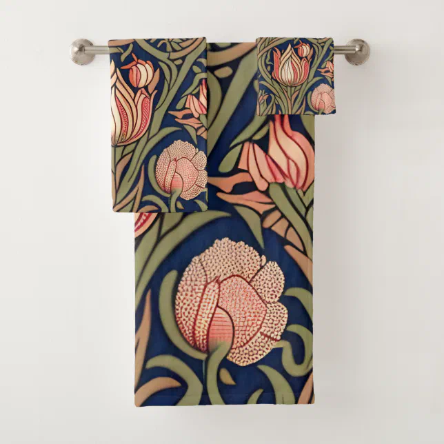 Vintage Decorative William Morris Tulip Patterned Bath Towel Set | Zazzle