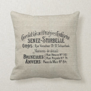 Vintage Decorator Pillow w/French Chocolate Ad