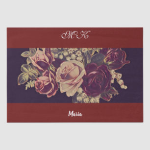 Vintage Decoupage  Burgundy Roses Custom Artwork  Tissue Paper