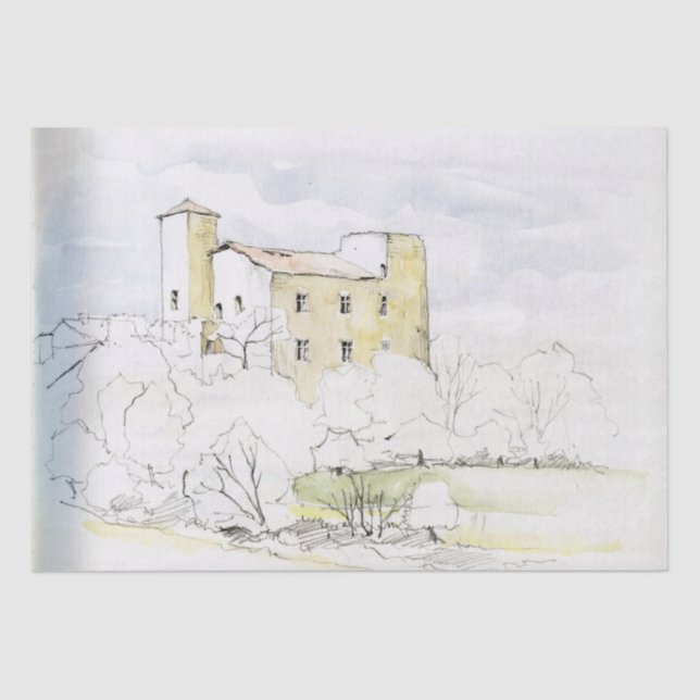 VINTAGE DECOUPAGE COUNTRY FRENCH CHATEAU  TISSUE PAPER (Front)