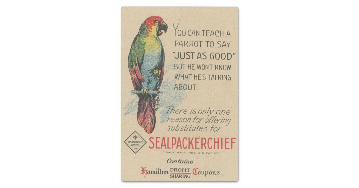 Vintage Decoupage Ephemera Parrot Catalogue ad Tissue Paper Zazzle