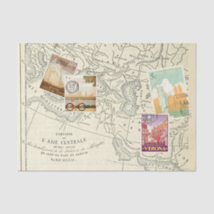 Vintage Decoupage Ephemera Travel Stamps  Tissue Paper