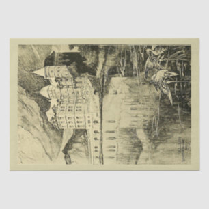 VINTAGE DECOUPAGE FRENCH CASTLE COUNTRYSIDE TISSUE PAPER