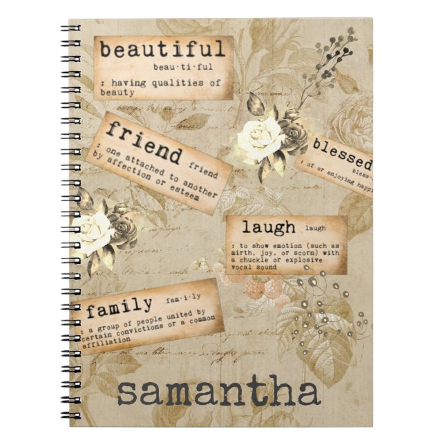 Vintage  Decoupage Journal Sayings Words  (Front)