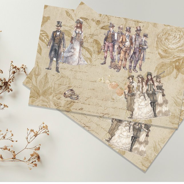 Vintage  Decoupage Steampunk Wedding  Tissue Paper (Creator Uploaded)