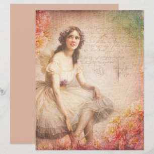 Vintage Decoupage Victorian Lady Scrapbook Paper