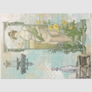 *~* Vintage Decoupage Woman Art Nouveau AR23 Tissue Paper
