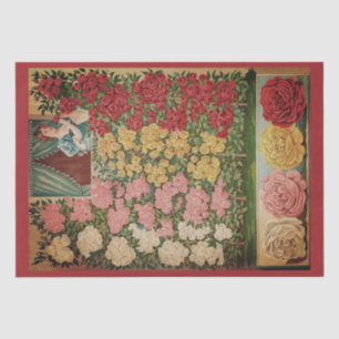 VINTAGE DECOUPAGE WOMAN GARDEN ROSES   TISSUE PAPER