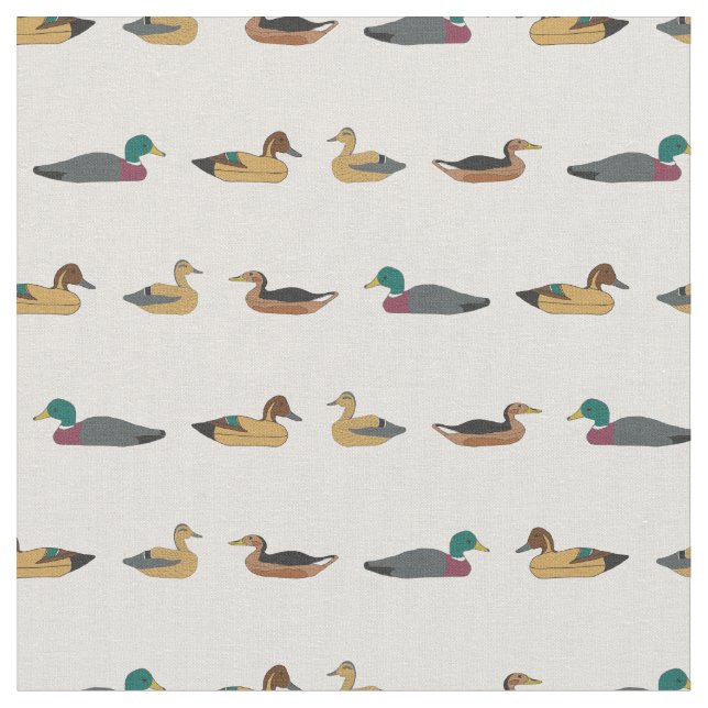 Vintage Decoy Duck Stripes on Chalky Colour Fabric (Close Up)