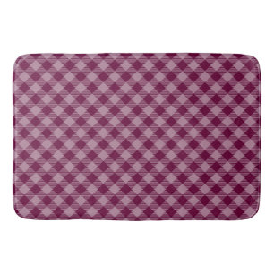 Vintage Deep Pink Check Gingham Pattern Bath Mat