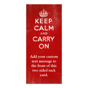 Vintage Deep Red Distressed Keep Calm and Carry On Rack Card