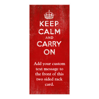 Vintage Deep Red Distressed Keep Calm and Carry On Rack Card