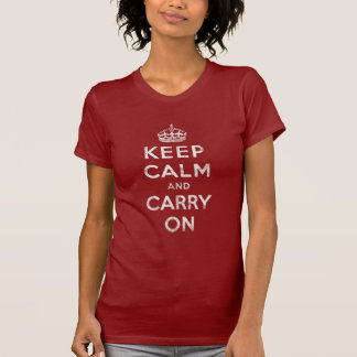 Vintage Deep Red Distressed Keep Calm and Carry On T-Shirt