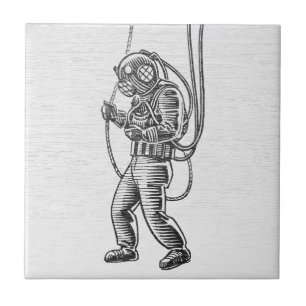 Vintage Deep Sea Diver Ceramic Tile