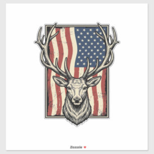Vintage Deer American Flag Hunting Shirt Design_1