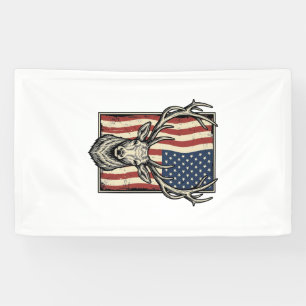 Vintage Deer American Flag Hunting Shirt Design_1 Banner