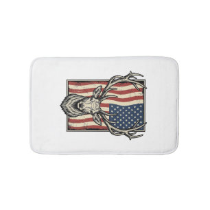 Vintage Deer American Flag Hunting Shirt Design_1 Bath Mat