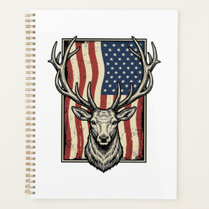 Vintage Deer American Flag Hunting Shirt Design_1 Planner