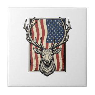 Vintage Deer American Flag Hunting Shirt Design_1 Tile
