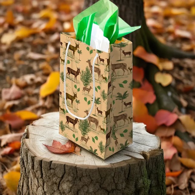 Vintage Deer And Trees Small Gift Bag (Creator Uploaded)