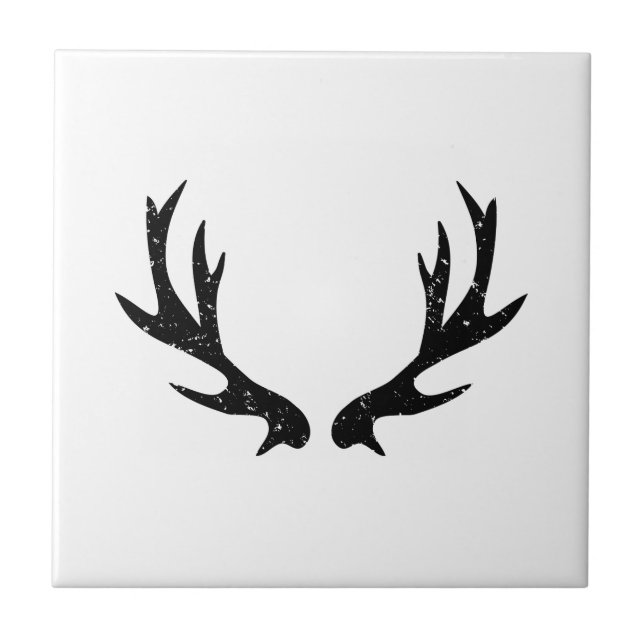Vintage deer antlers hunting theme ceramic tile (Front)