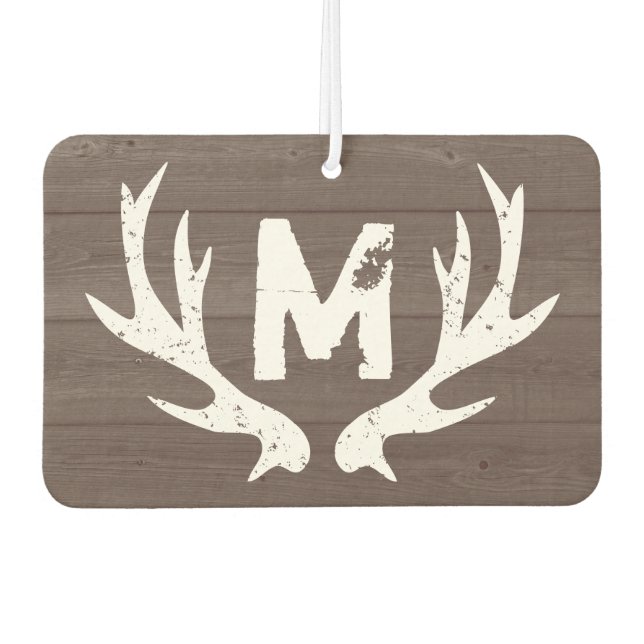 Vintage deer antlers monogram car air freshener (Front)
