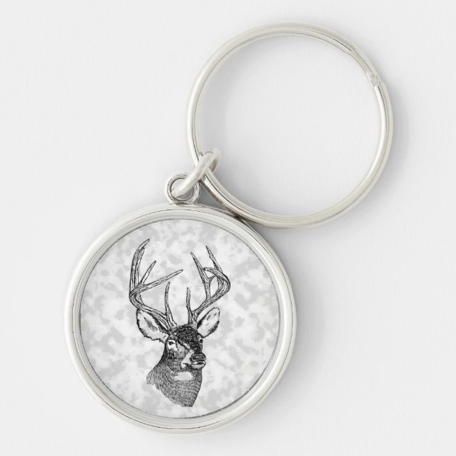 Vintage deer art graphic key ring (Front)