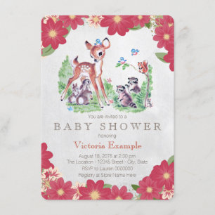 Vintage Deer Baby Shower Invitation