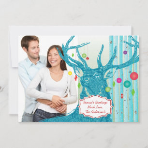 Vintage Deer  Birch Tree Photo Christmas Card