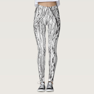 Vintage deer: carbon winter drawing. leggings