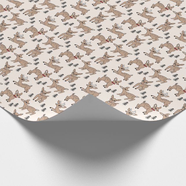 Vintage Deer Christmas  Novelty Wrapping Paper (Corner)