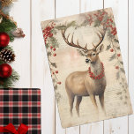 Vintage Deer Christmas Winter Aged Decoupage Tissue Paper<br><div class="desc">This design may be personalised by choosing the Edit Design option. You may also transfer onto other items. Contact me at colorflowcreations@gmail.com or use the chat option at the top of the page if you wish to have this design on another product or need assistance. See more of my designs...</div>