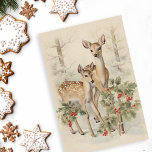 Vintage Deer Christmas Winter Aged Decoupage Tissue Paper<br><div class="desc">This design may be personalised by choosing the Edit Design option. You may also transfer onto other items. Contact me at colorflowcreations@gmail.com or use the chat option at the top of the page if you wish to have this design on another product or need assistance. See more of my designs...</div>